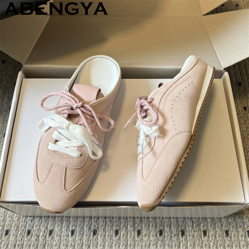 Women Shoes Sneakers - Damskie sznurowane, codzienne, płaskie klapki, letnie,