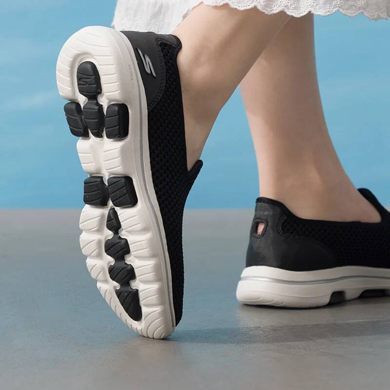 Women Shoes Hong Kong - Skechers 124163-Bkw Damskie wsuwane sneakersy Go