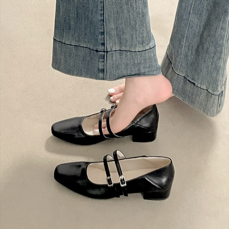Kwadratowe noski, niski obcas, – Women Shoes Heels recenzja i cena